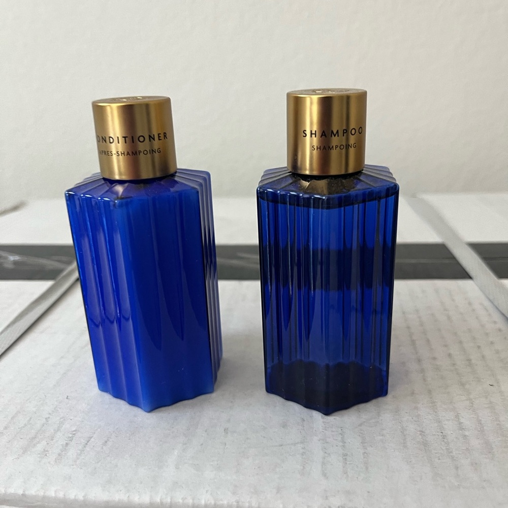 Luxurious Blue and Gold Bath Set of 1 shampoo and 1 conditioner 3.4oz